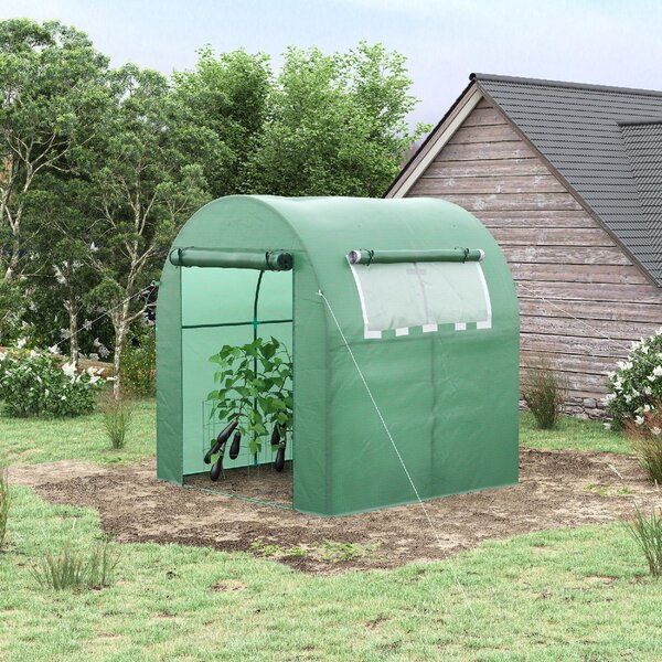 VivaGarden Serra da Giardino a Tunnel con Porte e Finestre Avvolgibili in PE Verde 180x180x200cm - 897VGGN