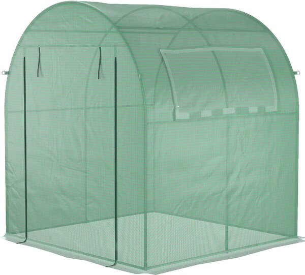 VivaGarden Serra da Giardino a Tunnel con Porte e Finestre Avvolgibili in PE Verde 180x180x200cm - 897VGGN