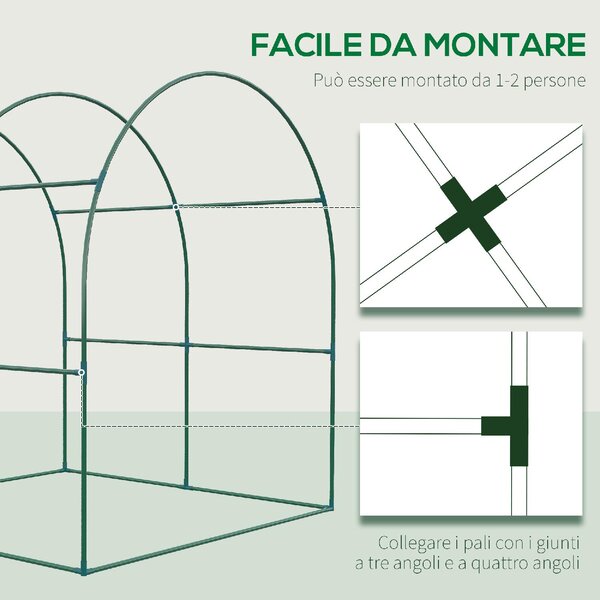 VivaGarden Serra da Giardino a Tunnel con Porte e Finestre Avvolgibili in PE Verde 180x180x200cm - 897VGGN
