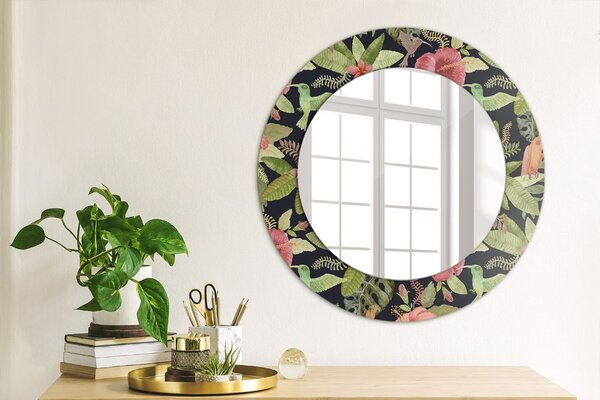 Specchio rotondo stampato Fiori di ibisco fi 50 cm