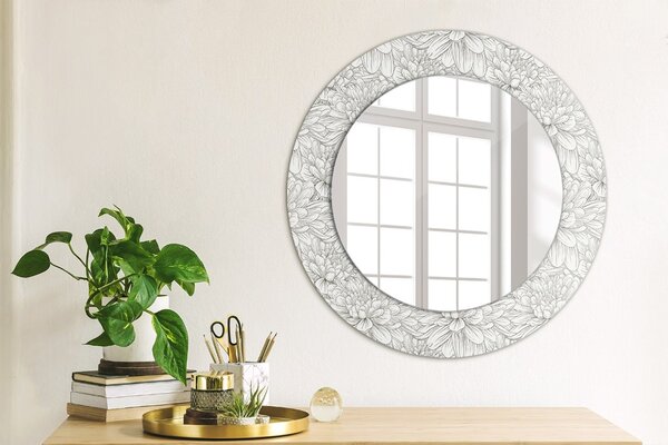 Specchio rotondo stampato Fiori di lotos fi 50 cm