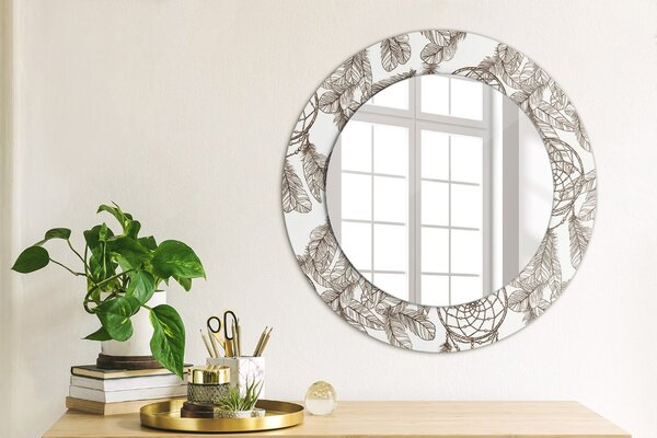 Specchio rotondo stampato Piume dreamcatcher fi 50 cm