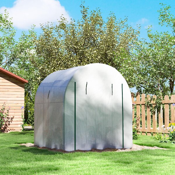 VivaGarden Serra da Giardino a Tunnel per Orto 1.8x1.8x2 m in Acciaio e PE Anti UV con Porte Avvolgibili e Finestre colore Bianco