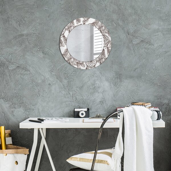 Specchio rotondo stampato Piume dreamcatcher fi 50 cm