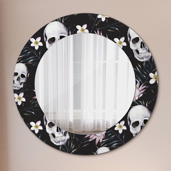 Specchio rotondo stampato Fiori del cranio fi 50 cm