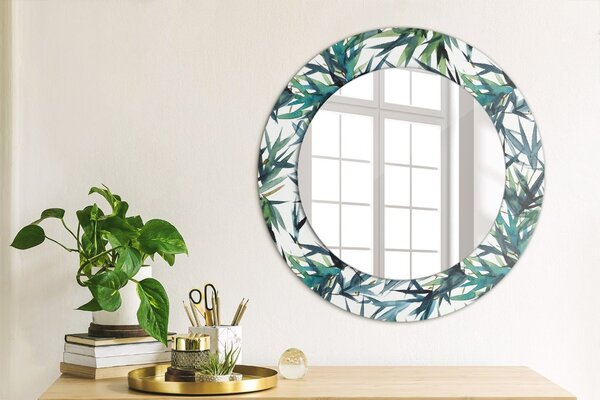 Specchio rotondo stampato Palme blu fi 50 cm