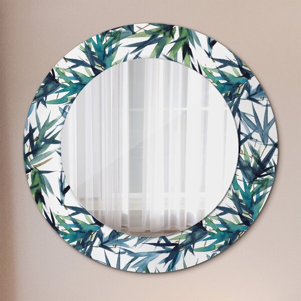 Specchio rotondo stampato Palme blu fi 50 cm