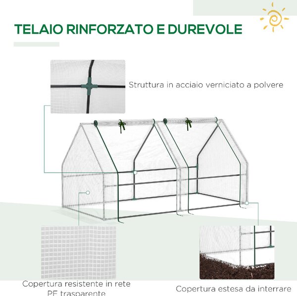 VivaGarden Serra da Giardino con Copertura in PE Rinforzato e Telaio in Acciaio 180x90x90 cm colore Bianco - 889VGWT