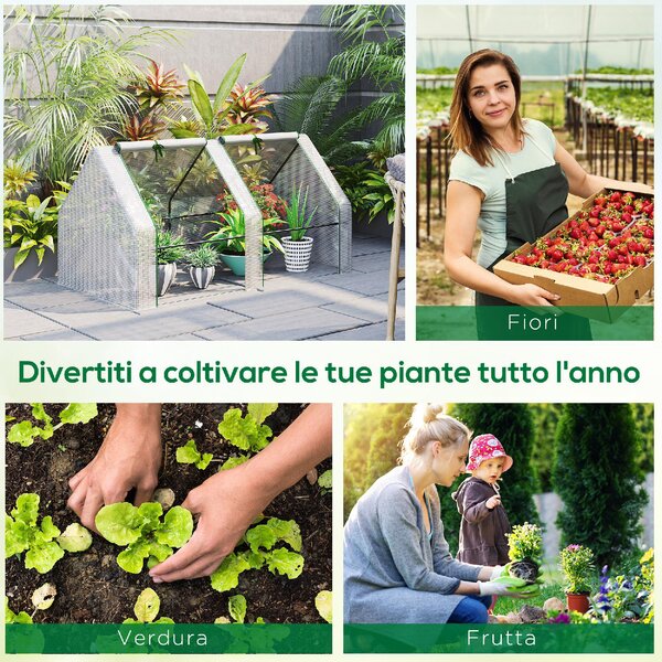 VivaGarden Serra da Giardino con Copertura in PE Rinforzato e Telaio in Acciaio 180x90x90 cm colore Bianco - 889VGWT
