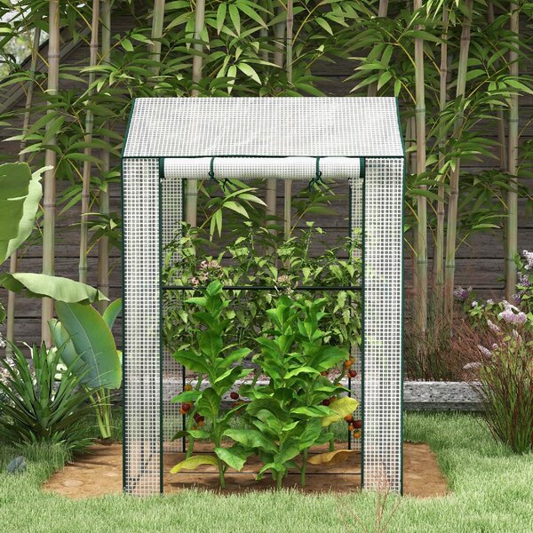 VivaGarden Serra da Giardino con Copertura in PE, 2 Zone Separate e Porte Avvolgibili 100x80x150 cm - 0WTAM287