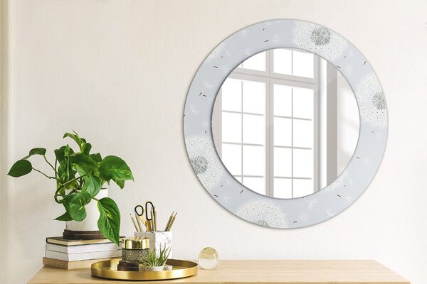 Specchio rotondo cornice con stampa Fiori dei denti di denti fi 50 cm