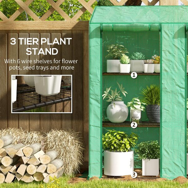 VivaGarden Serra da Giardino con Copertura in PE, 6 Mensole e 2 Porte Avvolgibili 143x46x151 cm colore Verde - 0GNAM257