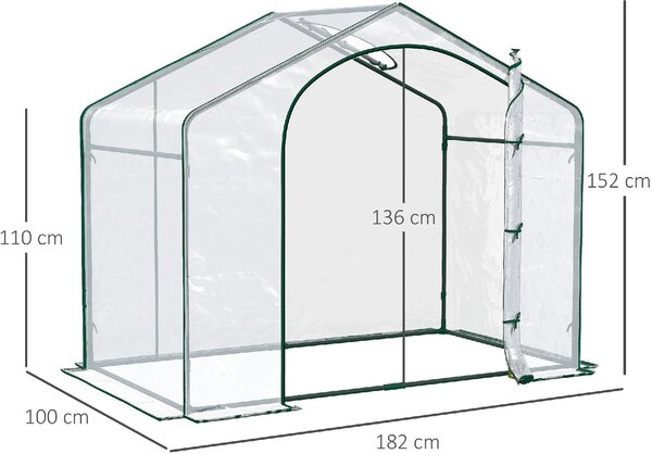 VivaGarden Serra da Giardino con Ingresso a Zip e Presa d'Aria Superiore in Plastica e Acciaio 180x100x152 cm colore Trasparente