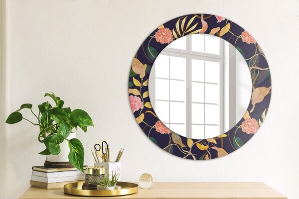 Specchio rotondo cornice con stampa Piante d'acqua fi 50 cm