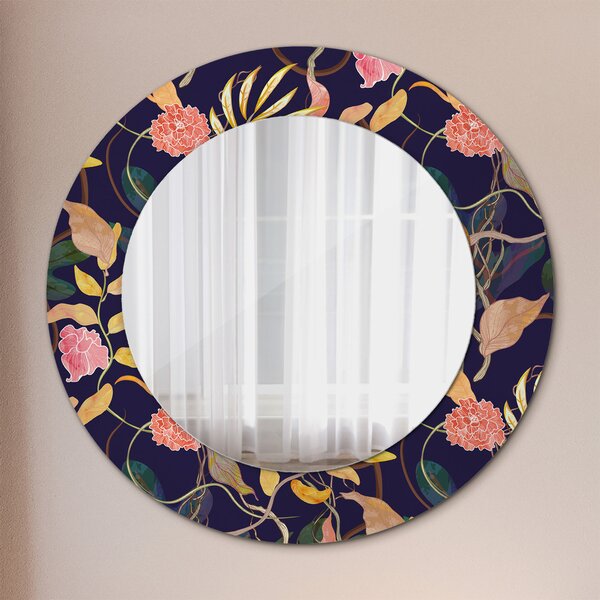 Specchio rotondo cornice con stampa Piante d'acqua fi 50 cm