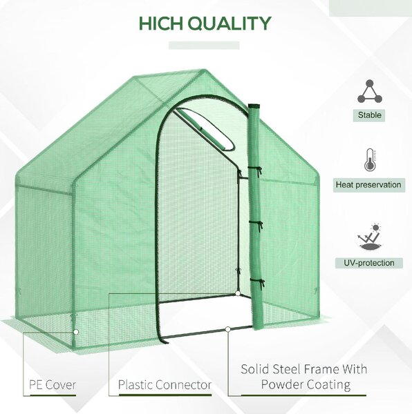 VivaGarden Serra da Giardino con Porta a Cerniera e Presa d'Aria, 4 Funi e Paletti Inclusi, 180x100x168 cm colore Verde - 892VG01