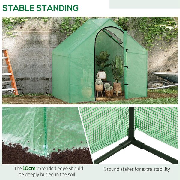 VivaGarden Serra da Giardino con Porta a Cerniera e Presa d'Aria, 4 Funi e Paletti Inclusi, 180x100x168 cm colore Verde - 892VG01