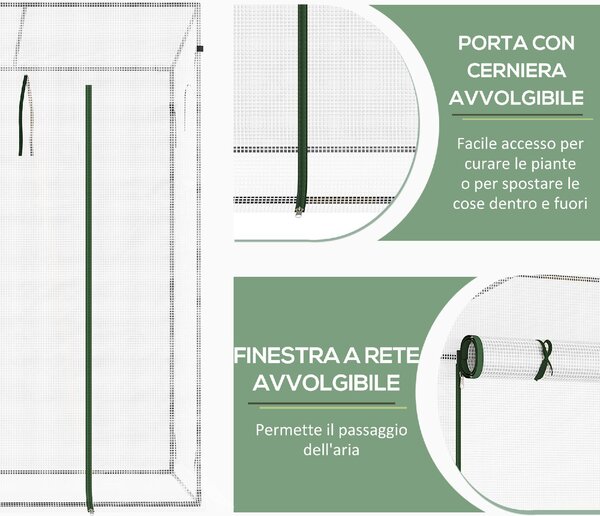 VivaGarden Serra da Giardino con Porta Avvolgibile e Bordi Estesi in Acciaio e PE 200x76x168 cm colore Bianco - 1WTJ708