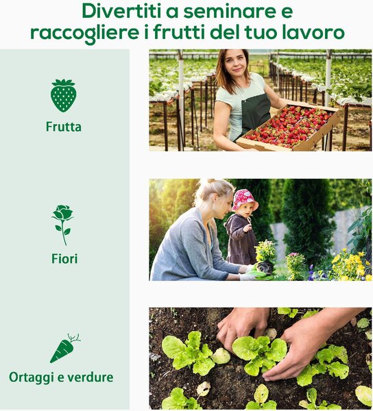 VivaGarden Serra da Giardino con Porta Avvolgibile e Bordi Estesi in Acciaio e PE 200x76x168 cm colore Bianco - 1WTJ708