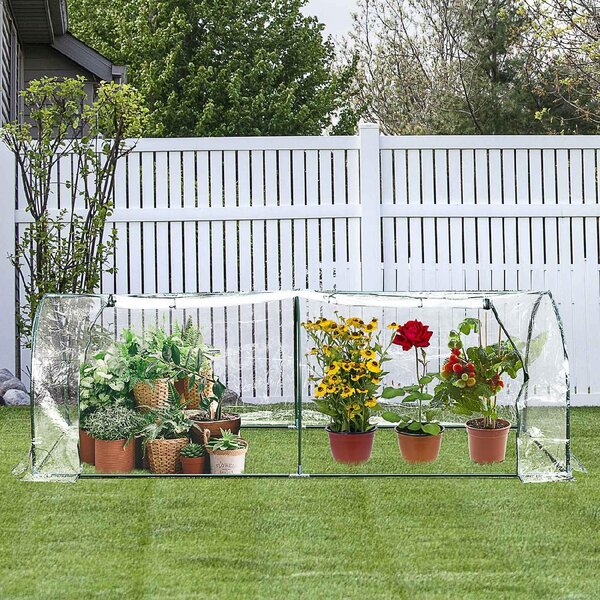 VivaGarden Serra da Giardino con Porte Anteriori a Cerniera in Acciaio e PVC 250x100x80 cm