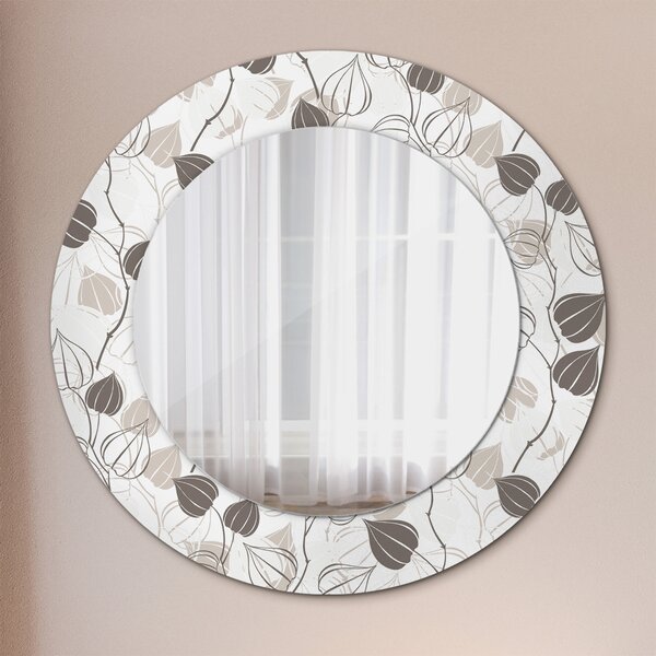 Specchio rotondo cornice con stampa Floreale astratto fi 50 cm