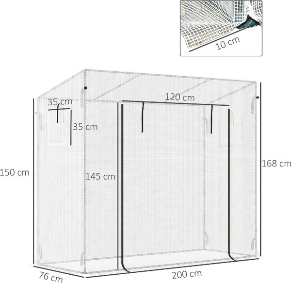 VivaGarden Serra da Giardino con Porta Avvolgibile e Bordi Estesi in Acciaio e PE 200x76x168 cm colore Bianco - 1WTJ708