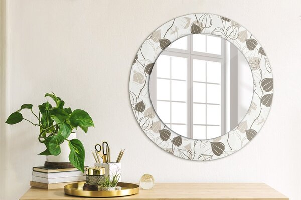 Specchio rotondo cornice con stampa Floreale astratto fi 50 cm