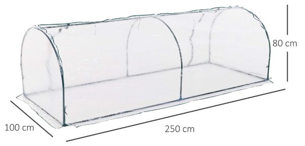 VivaGarden Serra da Giardino con Porte Anteriori a Cerniera in Acciaio e PVC 250x100x80 cm