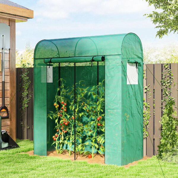 VivaGarden Serra da Giardino con Rivestimento in PE Porta Avvolgibile e Finestre a Rete 170x68x200 cm colore Verde