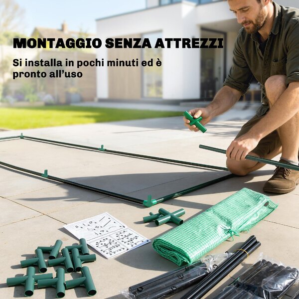 VivaGarden Serra da Giardino con Rivestimento in PE Porta Avvolgibile e Finestre a Rete 170x68x200 cm colore Verde