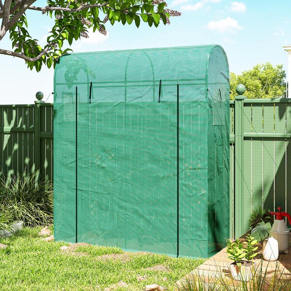 VivaGarden Serra da Giardino con Rivestimento in PE Porta Avvolgibile e Finestre a Rete 170x68x200 cm colore Verde