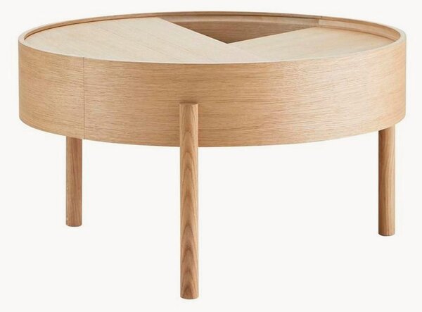Tavolino rotondo da salotto in legno con vano contenitore Arc