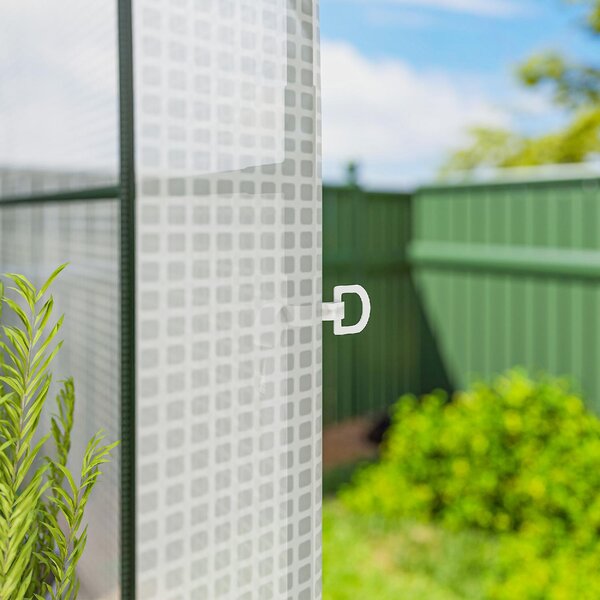VivaGarden Serra da Giardino con Scaffali a 2 Livelli e Porta Avvolgibile in Acciaio e PE 123x187x189 cm colore Bianco