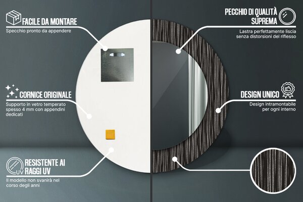 Specchio tondo con decoro Abstract metallic fi 50 cm