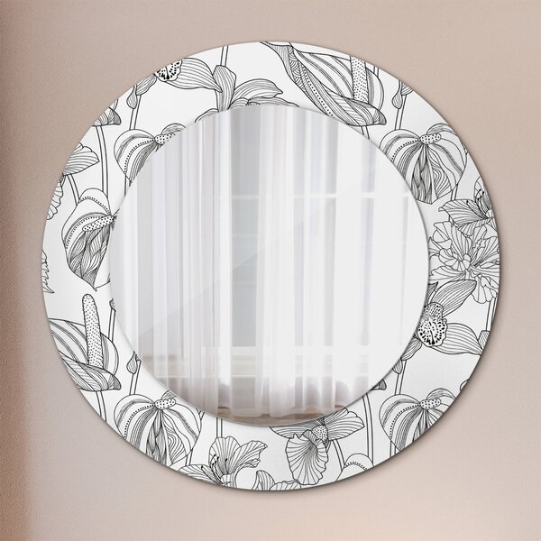 Specchio rotondo stampato Pattern floreale fi 50 cm