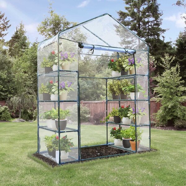 Brugel Serra da Giardino in Acciaio e PVC Trasparente con Porta Avvolgibile 143x73x195cm