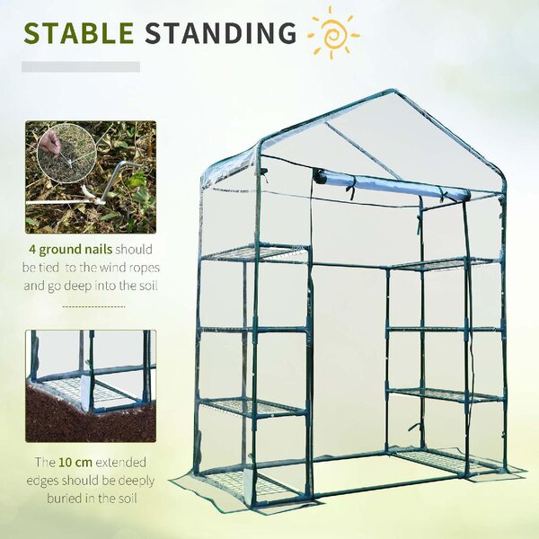 Brugel Serra da Giardino in Acciaio e PVC Trasparente con Porta Avvolgibile 143x73x195cm