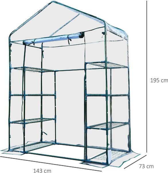 Brugel Serra da Giardino in Acciaio e PVC Trasparente con Porta Avvolgibile 143x73x195cm