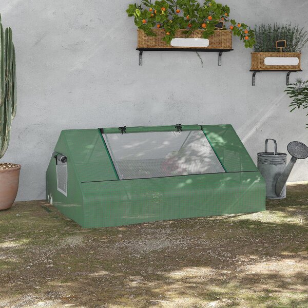 VivaGarden Serra da Giardino in Acciaio Rivestimento in PE Porte Avvolgibili e Finestre 180x140x80cm colore Verde