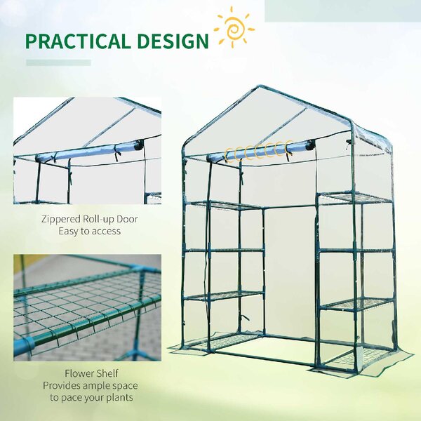 Brugel Serra da Giardino in Acciaio e PVC Trasparente con Porta Avvolgibile 143x73x195cm