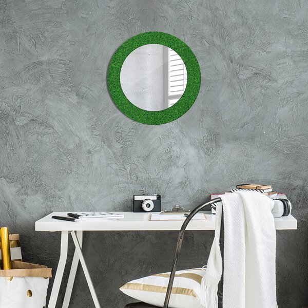 Specchio rotondo stampato Erba verde fi 50 cm