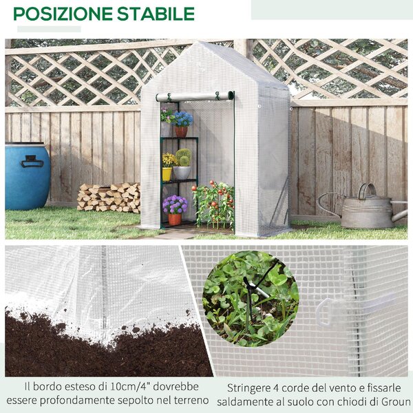 Brugel Serra da Giardino per Esterni con 2 Scaffali Porta Avvolgibile 143x73x195cm Bianco - 621845