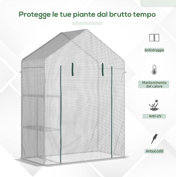 Brugel Serra da Giardino per Esterni con 2 Scaffali Porta Avvolgibile 143x73x195cm Bianco - 621845