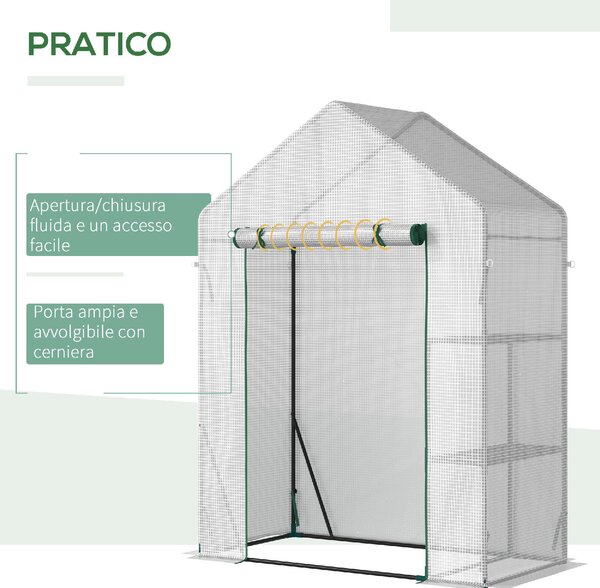 Brugel Serra da Giardino per Esterni con 2 Scaffali Porta Avvolgibile 143x73x195cm Bianco - 621845