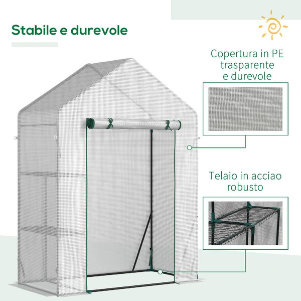 Brugel Serra da Giardino per Esterni con 2 Scaffali Porta Avvolgibile 143x73x195cm Bianco - 621845