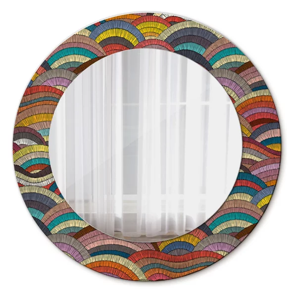 Specchio rotondo stampato Ornamento bohimico fi 50 cm