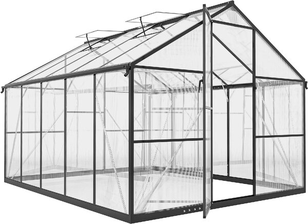 VivaGarden Serra da Giardino per Orto in PC e Alluminio con Porta a Battente e 2 Finestre Regolabili 304x247x205 cm colore Nero