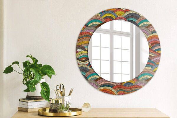 Specchio rotondo stampato Ornamento bohimico fi 50 cm