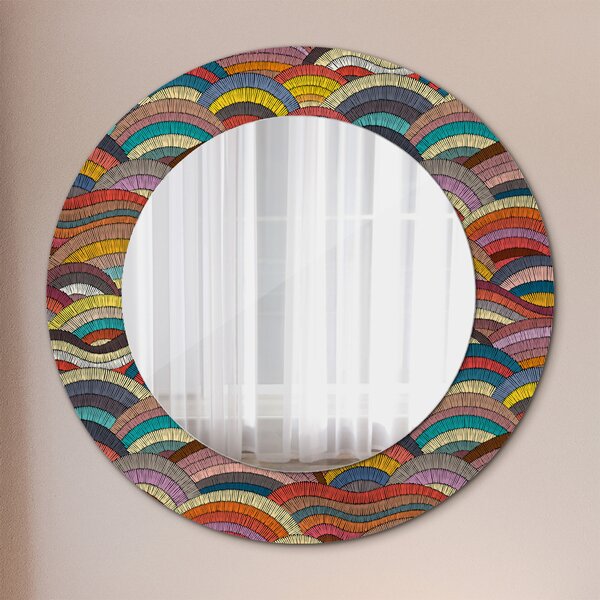Specchio rotondo stampato Ornamento bohimico fi 50 cm