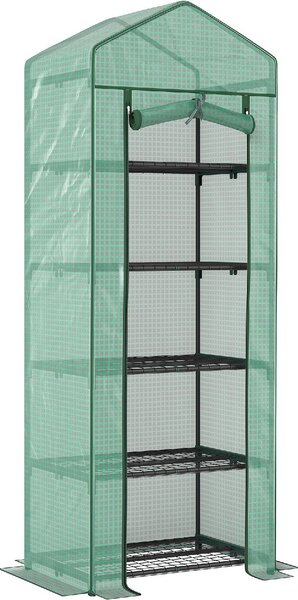VivaGarden Serra da Giardino per Piante a 5 Livelli con Porta a Zip in Acciaio e PE 69x49x193 cm colore Verde